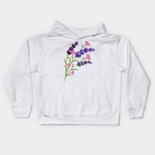 Lavender And Morning Glory Flowers Kids Hoodie